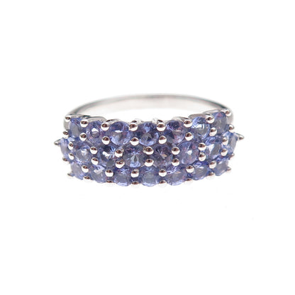 925 Sterling Silver Real Round-Cut Tanzanite Ring Size 8