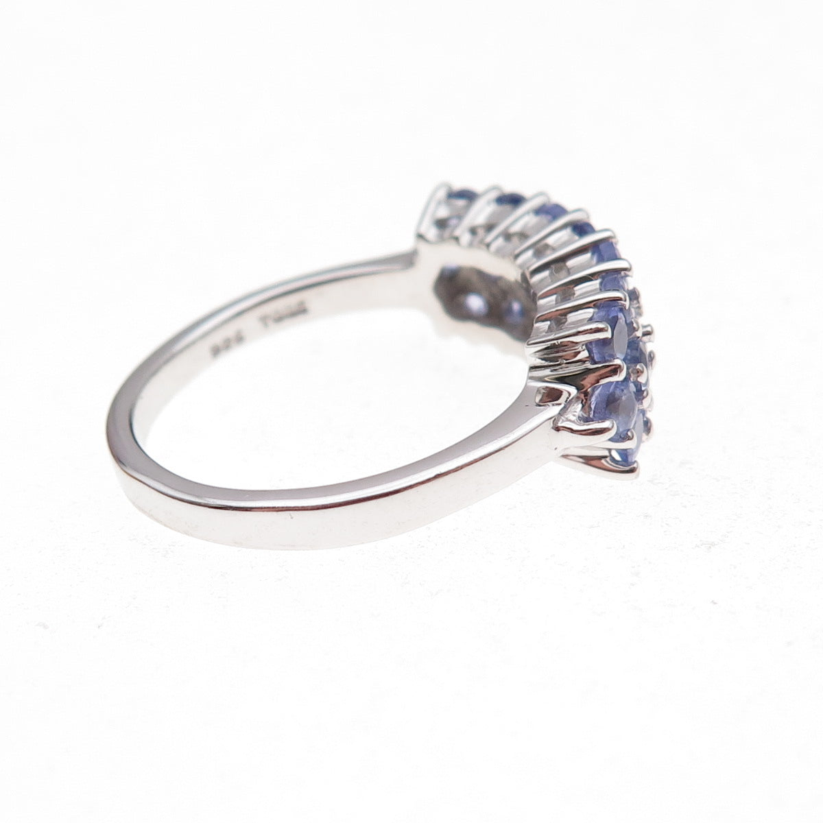 925 Sterling Silver Real Round-Cut Tanzanite Ring Size 8