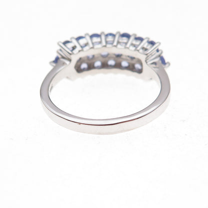 925 Sterling Silver Real Round-Cut Tanzanite Ring Size 8