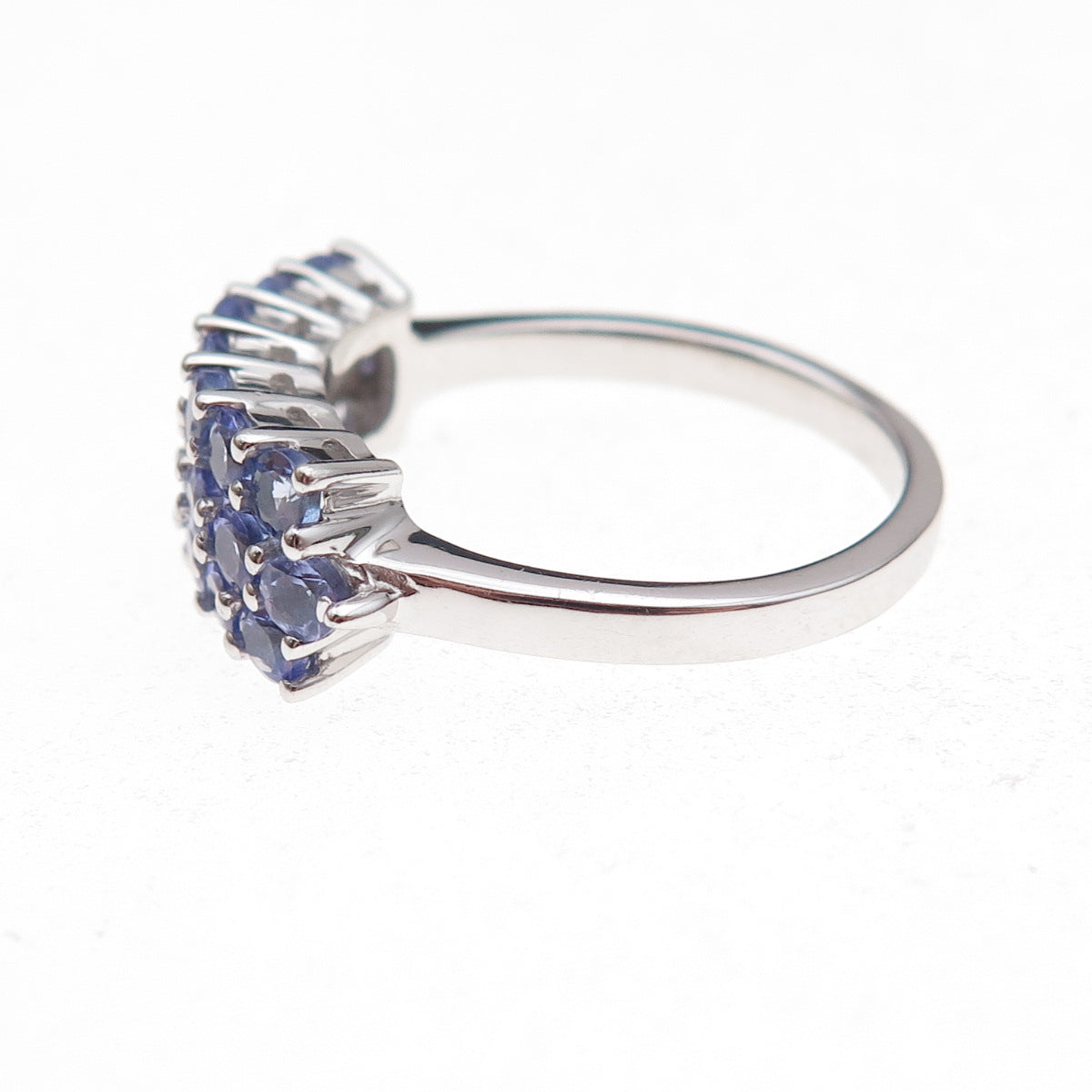 925 Sterling Silver Real Round-Cut Tanzanite Ring Size 8