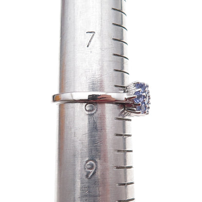 925 Sterling Silver Real Round-Cut Tanzanite Ring Size 8