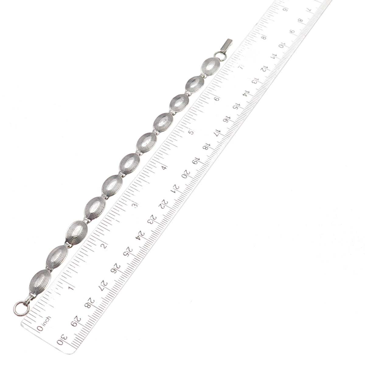 Beau 925 Sterling Silver Antique Art Deco Oval Panel Link Bracelet 7.5"