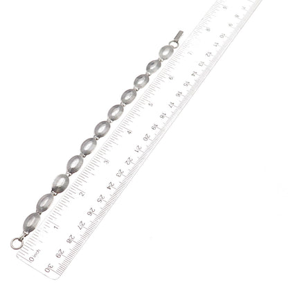 Beau 925 Sterling Silver Antique Art Deco Oval Panel Link Bracelet 7.5"