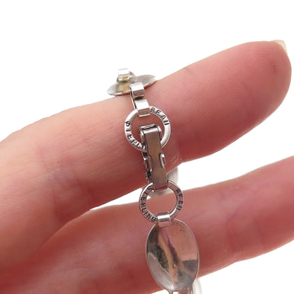 Beau 925 Sterling Silver Antique Art Deco Oval Panel Link Bracelet 7.5"