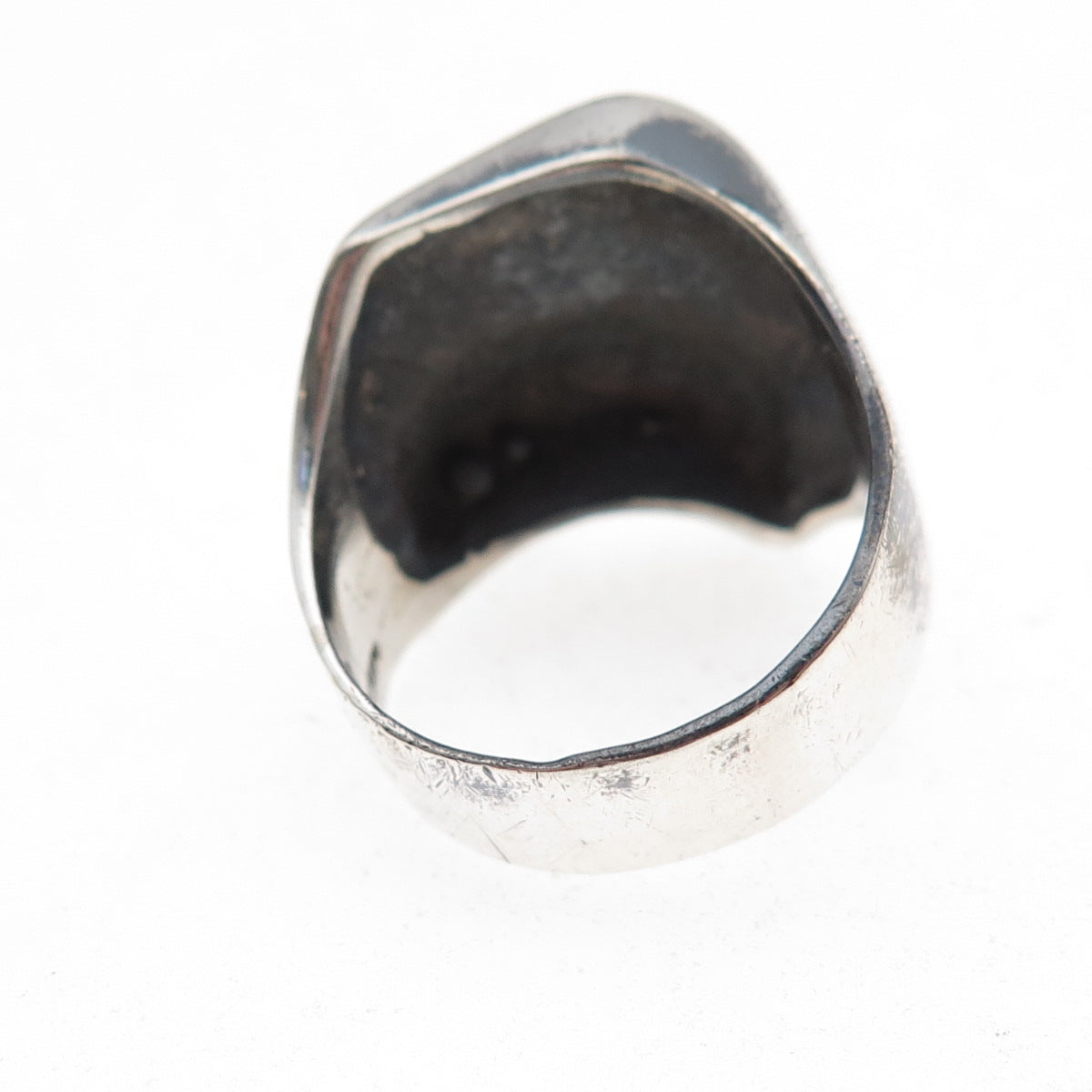 925 Sterling Silver Vintage Mexico Modernist Oxidized Ring Size 8.5