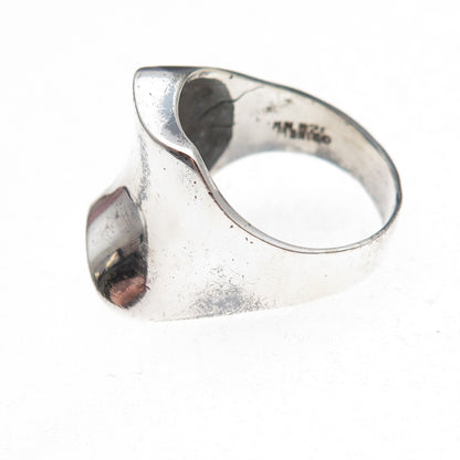 925 Sterling Silver Vintage Mexico Modernist Oxidized Ring Size 8.5