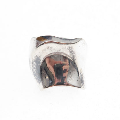 925 Sterling Silver Vintage Mexico Modernist Oxidized Ring Size 8.5