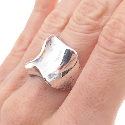 925 Sterling Silver Vintage Mexico Modernist Oxidized Ring Size 8.5