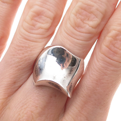 925 Sterling Silver Vintage Mexico Modernist Oxidized Ring Size 8.5