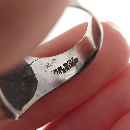 925 Sterling Silver Vintage Mexico Modernist Oxidized Ring Size 8.5