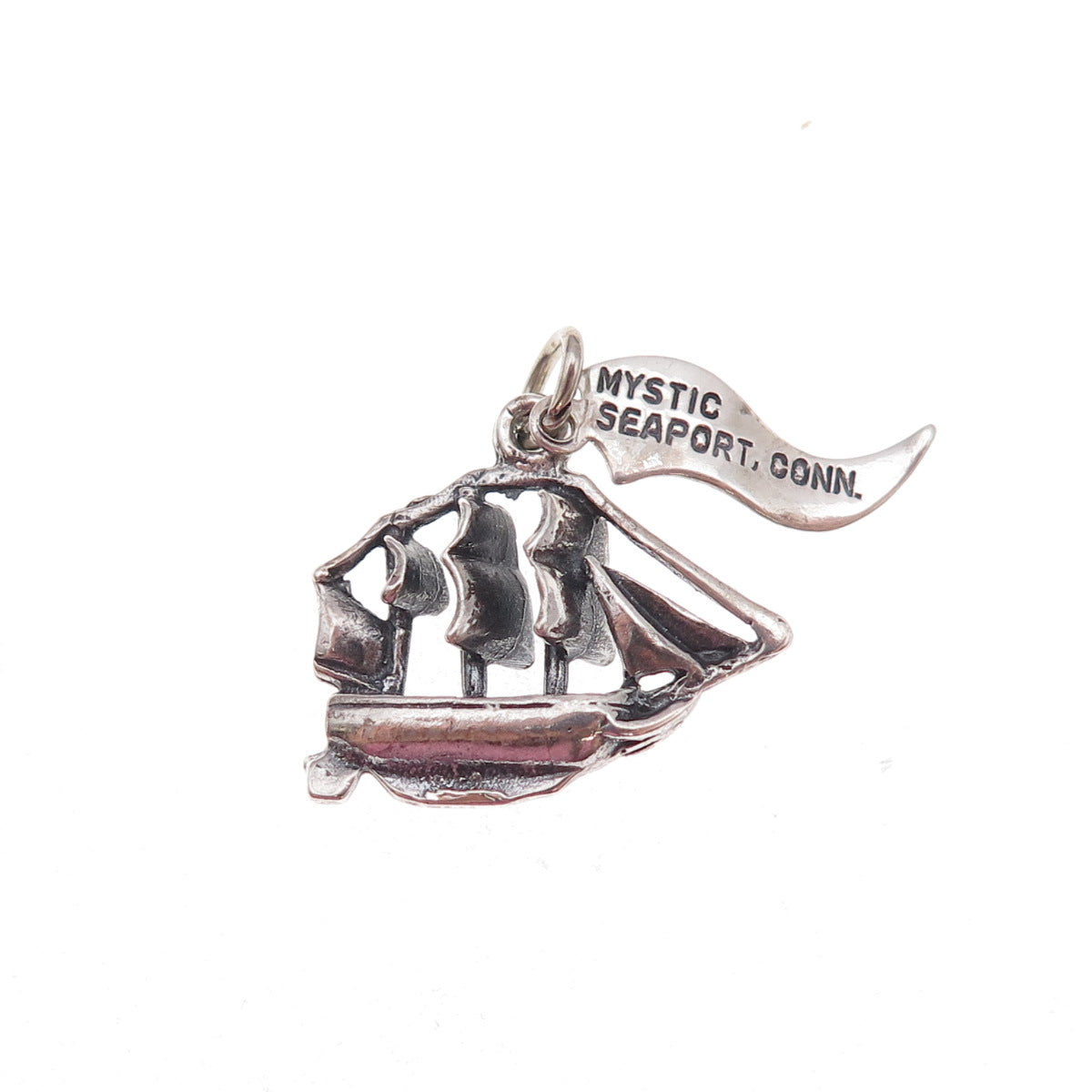 Pacific Jewelry 925 Sterling Silver Vintage Mystic Seaport Ship Charm Pendant