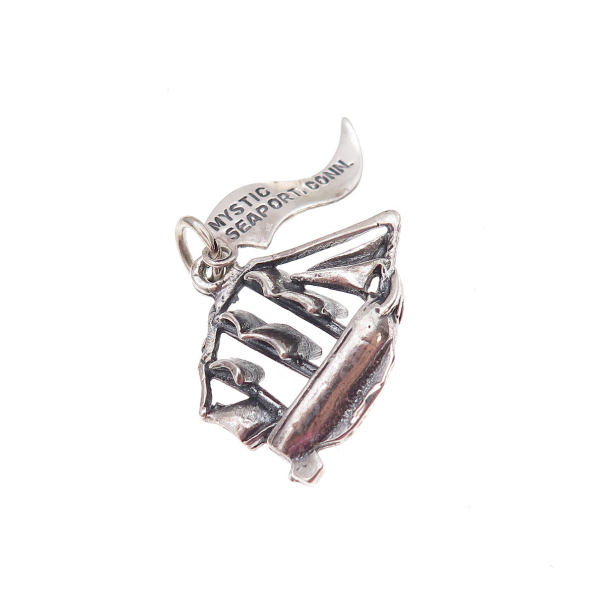 Pacific Jewelry 925 Sterling Silver Vintage Mystic Seaport Ship Charm Pendant