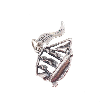 Pacific Jewelry 925 Sterling Silver Vintage Mystic Seaport Ship Charm Pendant