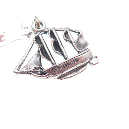 Pacific Jewelry 925 Sterling Silver Vintage Mystic Seaport Ship Charm Pendant