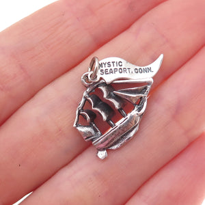 Pacific Jewelry 925 Sterling Silver Vintage Mystic Seaport Ship Charm Pendant