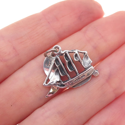 Pacific Jewelry 925 Sterling Silver Vintage Mystic Seaport Ship Charm Pendant
