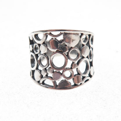 925 Sterling Silver Vintage Circle Oxidized Ring Size 5.5