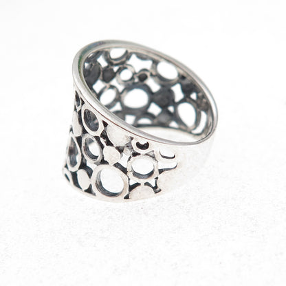 925 Sterling Silver Vintage Circle Oxidized Ring Size 5.5