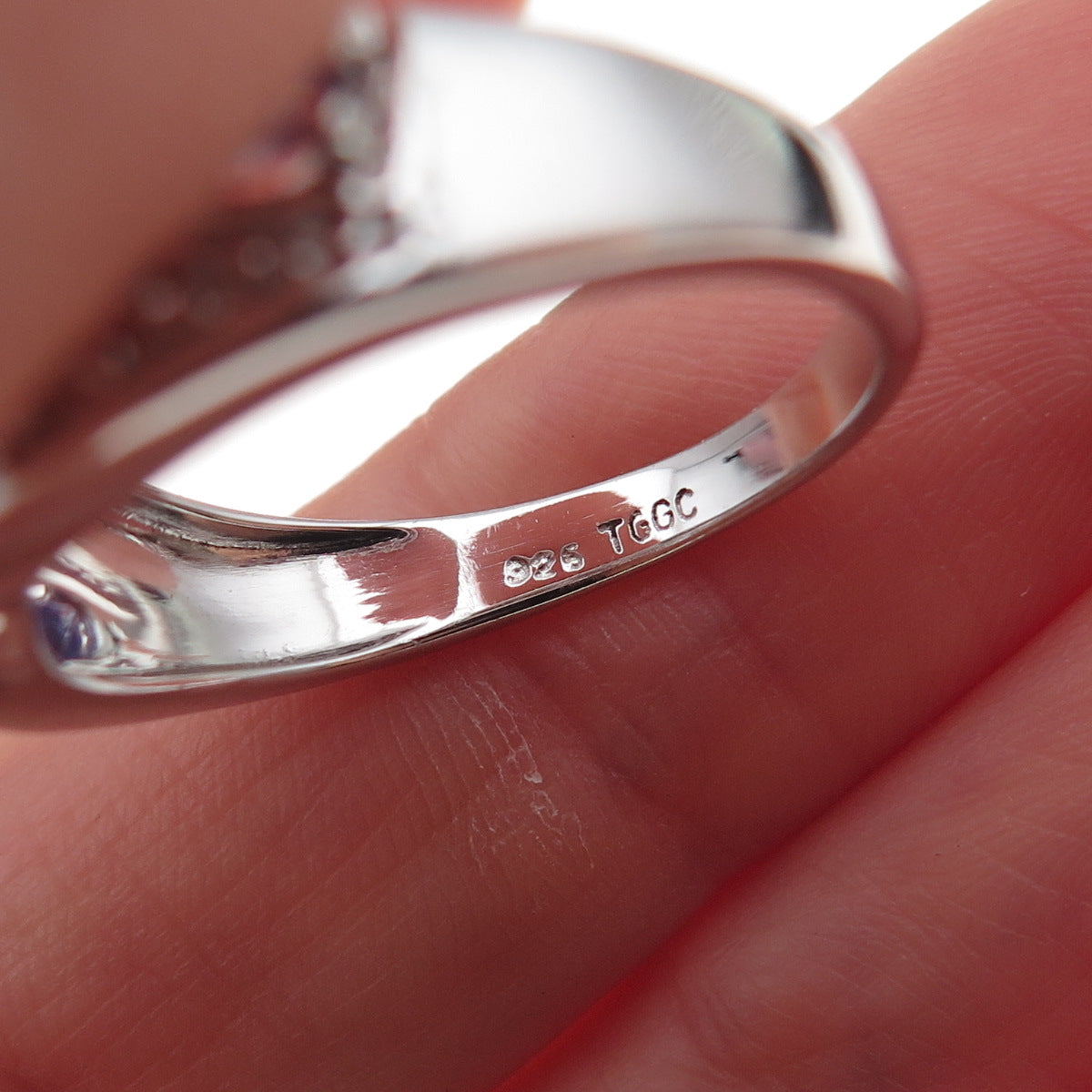 925 Sterling Silver Real Tanzanite & White Topaz Ring Size 8