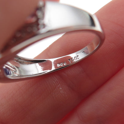 925 Sterling Silver Real Tanzanite & White Topaz Ring Size 8