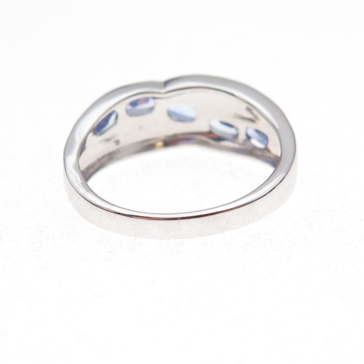 925 Sterling Silver Real Tanzanite & White Topaz Ring Size 8