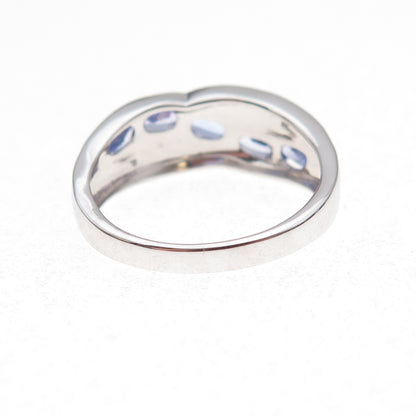 925 Sterling Silver Real Tanzanite & White Topaz Ring Size 8