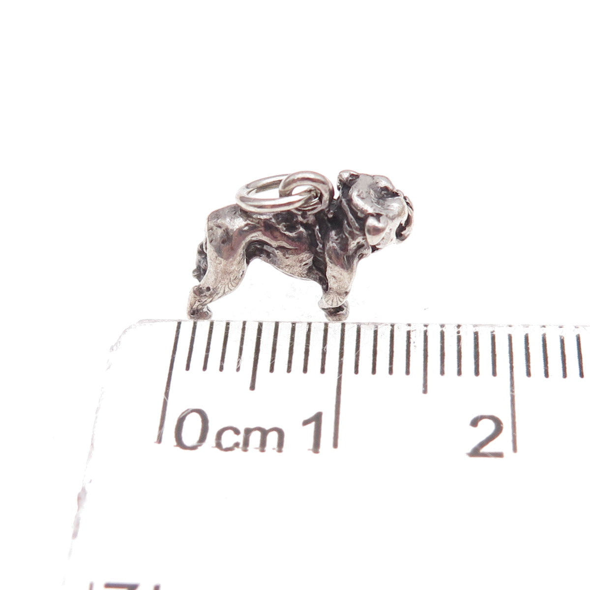 925 Sterling Silver Vintage Bulldog Oxidized 3D Charm Pendant