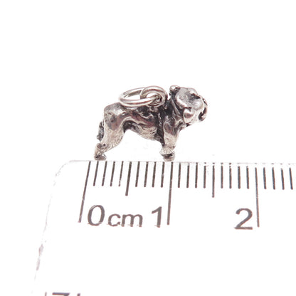 925 Sterling Silver Vintage Bulldog Oxidized 3D Charm Pendant