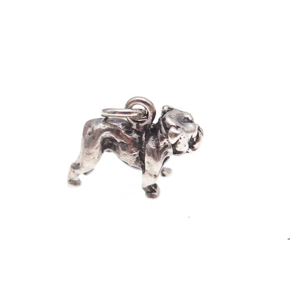 925 Sterling Silver Vintage Bulldog Oxidized 3D Charm Pendant