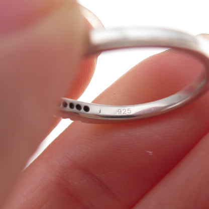 925 Sterling Silver Real Round-Cut Diamond Bypass Ring Size 6.75
