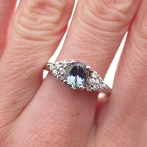 Chuck Clemency 925 Sterling Silver Real Iolite & White Topaz Ring Size 8