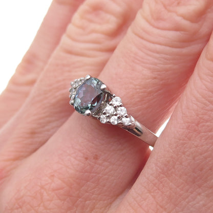Chuck Clemency 925 Sterling Silver Real Iolite & White Topaz Ring Size 8