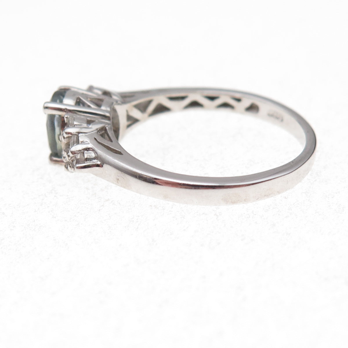 Chuck Clemency 925 Sterling Silver Real Iolite & White Topaz Ring Size 8