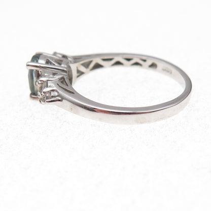 Chuck Clemency 925 Sterling Silver Real Iolite & White Topaz Ring Size 8