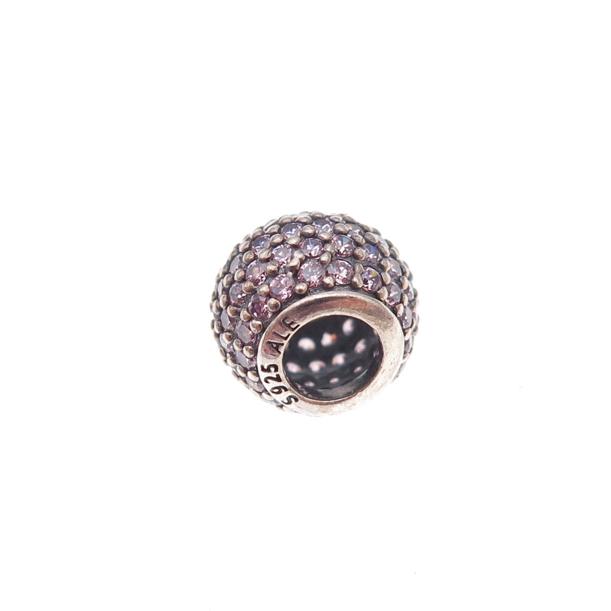 Pandora 925 Sterling Silver Pink C Z Pave Ball Slide Bead Charm