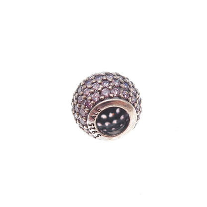 Pandora 925 Sterling Silver Pink C Z Pave Ball Slide Bead Charm