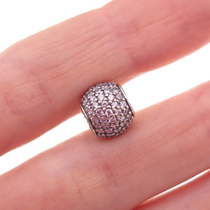 Pandora 925 Sterling Silver Pink C Z Pave Ball Slide Bead Charm