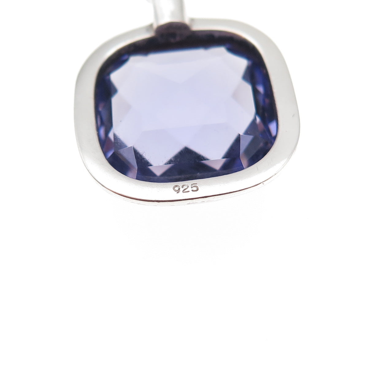 925 Sterling Silver Real Cushion-Cut Amethyst Cable Chain Necklace 18"