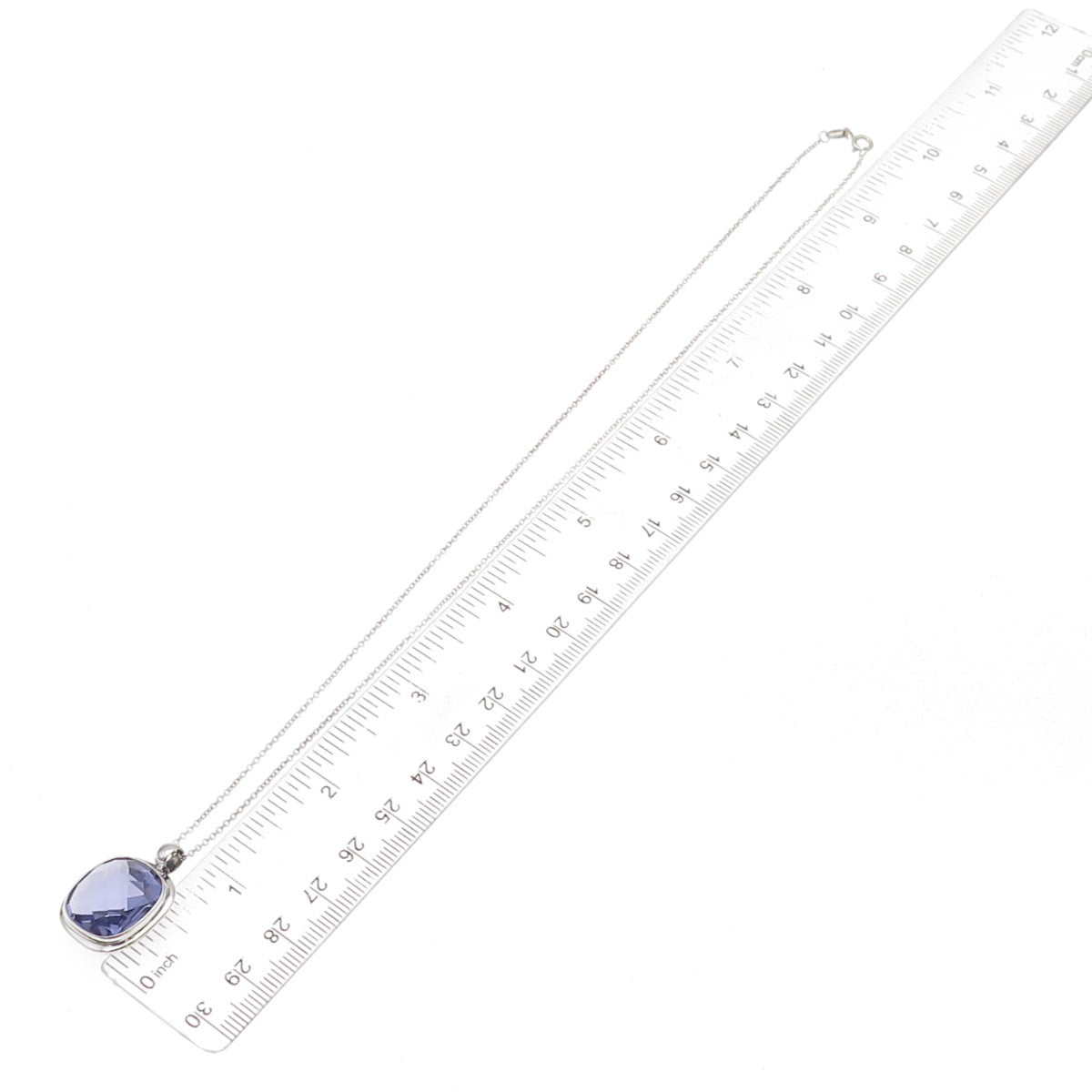 925 Sterling Silver Real Cushion-Cut Amethyst Cable Chain Necklace 18"