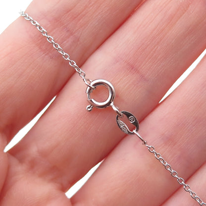 925 Sterling Silver Mexico Real Diamond Sun Cable Chain Necklace 18"