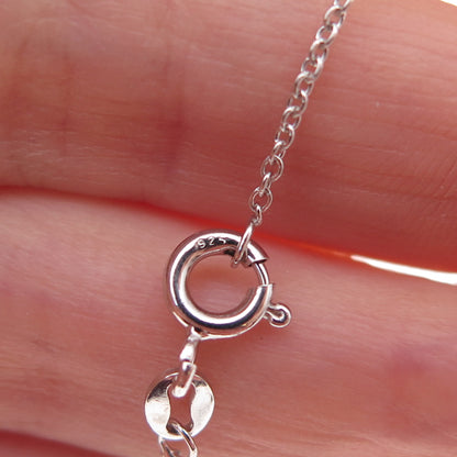 925 Sterling Silver Mexico Real Diamond Sun Cable Chain Necklace 18"