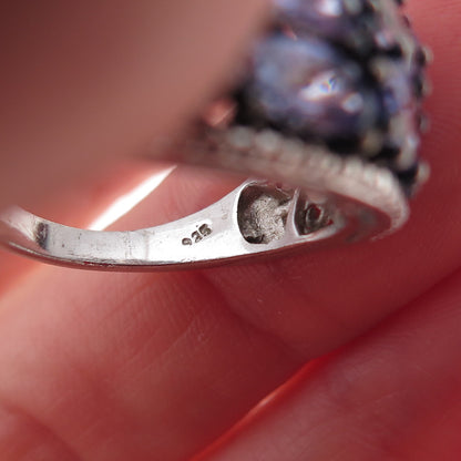 Chuck Clemency 925 Sterling Silver Real Multi-Cut Tanzanite Ring Size 8