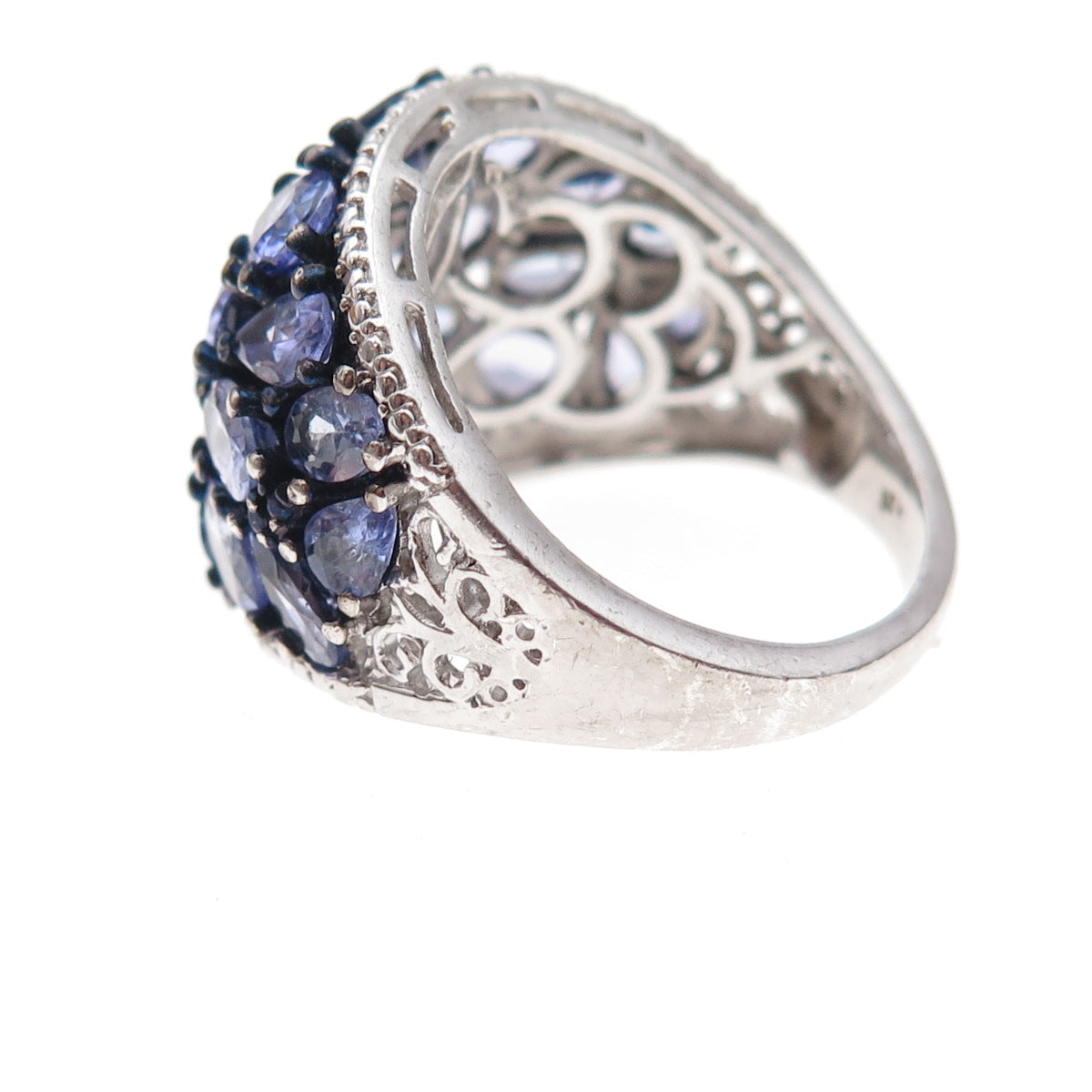 Chuck Clemency 925 Sterling Silver Real Multi-Cut Tanzanite Ring Size 8