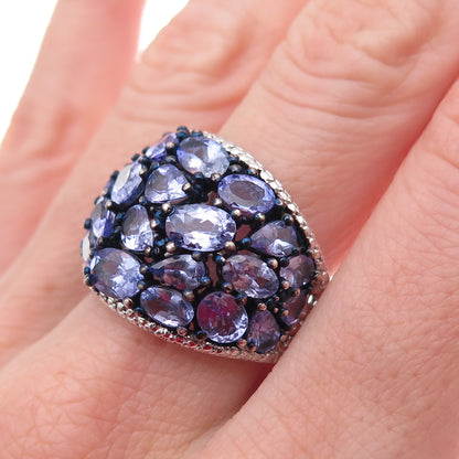 Chuck Clemency 925 Sterling Silver Real Multi-Cut Tanzanite Ring Size 8