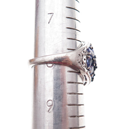 Chuck Clemency 925 Sterling Silver Real Multi-Cut Tanzanite Ring Size 8