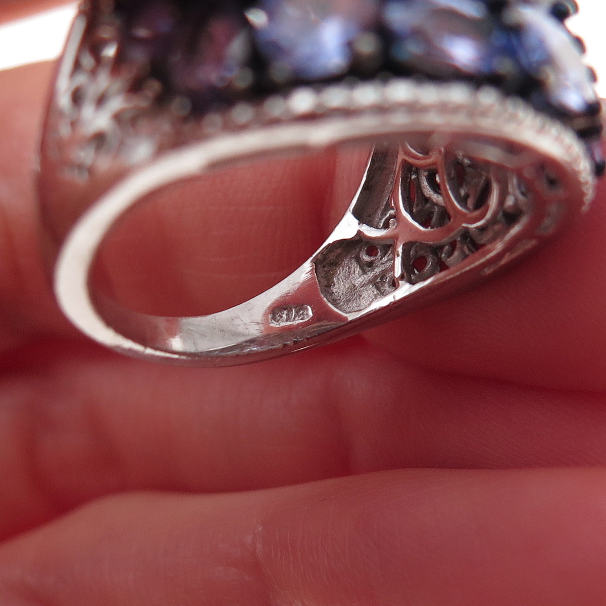 Chuck Clemency 925 Sterling Silver Real Multi-Cut Tanzanite Ring Size 8