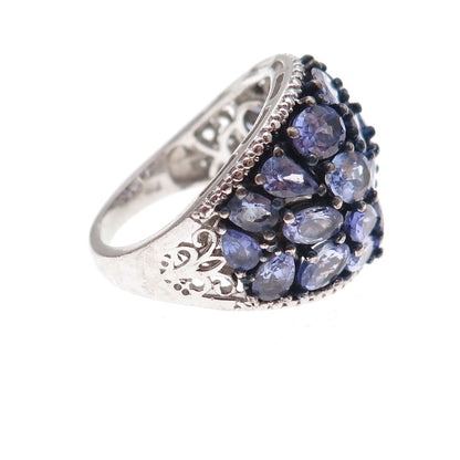 Chuck Clemency 925 Sterling Silver Real Multi-Cut Tanzanite Ring Size 8