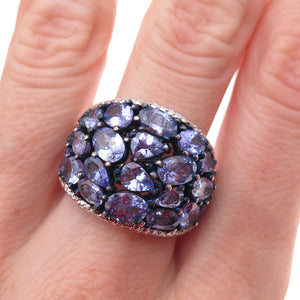 Chuck Clemency 925 Sterling Silver Real Multi-Cut Tanzanite Ring Size 8