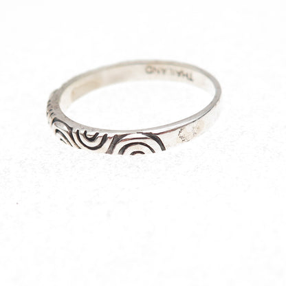 SX Sally C 925 Sterling Silver Vintage Wavy Stackable Band Ring Size 7