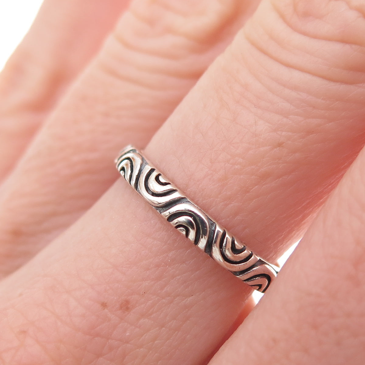 SX Sally C 925 Sterling Silver Vintage Wavy Stackable Band Ring Size 7